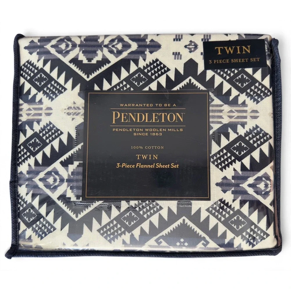 Pendleton Twin Flannel Sheet Set 3 Piece 100% Cotton Westward Journey Multi New